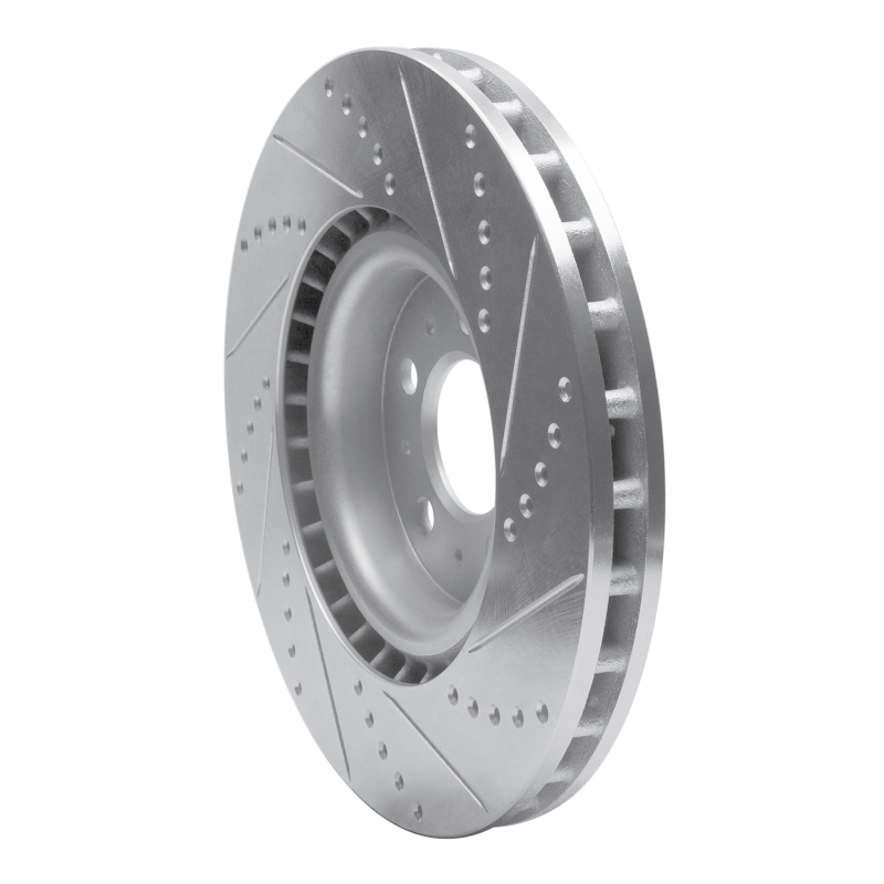 Volvo V70 Brake Rotor (1) - Front Left - R1 Concepts - Drilled & Slotted - Silver - `04-`07